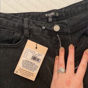 Misguided tall black distressed mom jeans